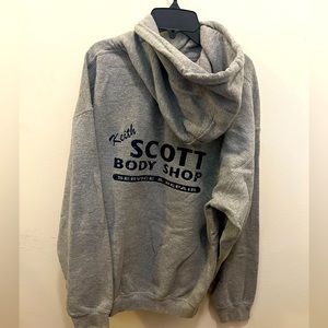 Keith Scott body shop sweatshirt. one tree hill